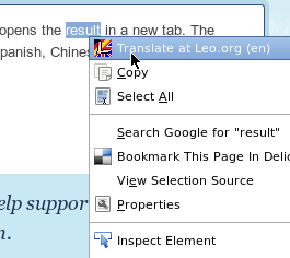 Screenshot: Leo Search Plugin